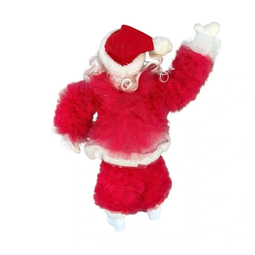VTG Rubber Face Waving Santa Claus Tulle Net Body Retro Christmas Decor 18” READ